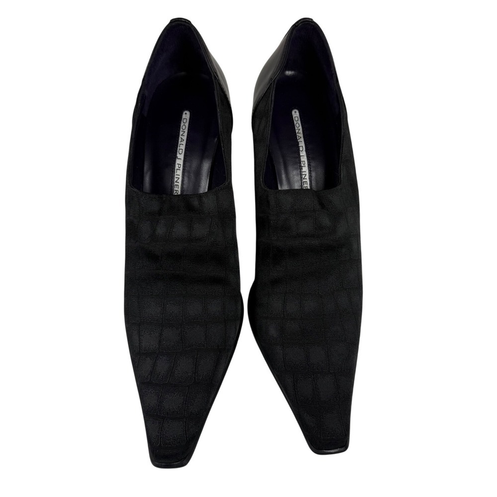 NEW Donald Pliner Maia Black Pumps, Gator and Calfskin Leather, Black, Size 9